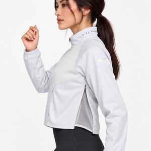 Nike Running Division Womens XS Gray Blue Fleece Lined Ripstop Full Zip Jacket